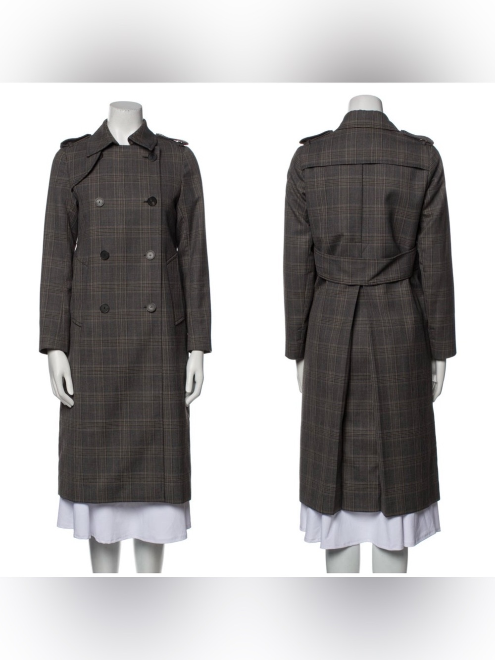 Sandro coat size 4 36 trench plaid brown grey Roselier - Picture 3 of 12